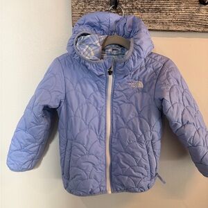 THE NORTH FACE Toddler Unisex Reversible Periwinkle Blue Plaid Winter Jacket 4T